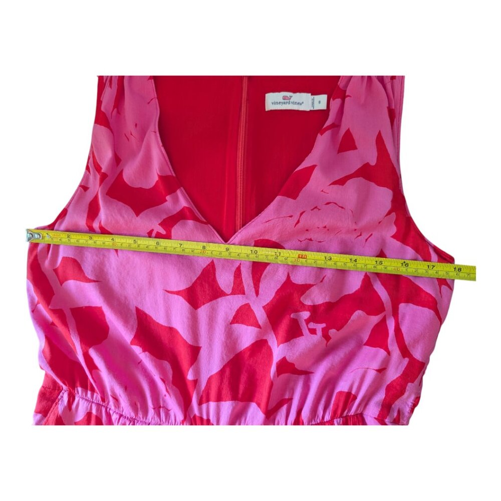 VINEYARD VINES | Tropical Floral Sleeveless Jumpsuit | Cuckoo Red Pink | Size 8 - Picture 11 of 14